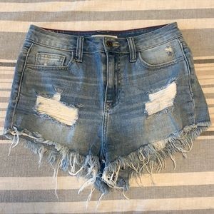 High waisted jean shorts